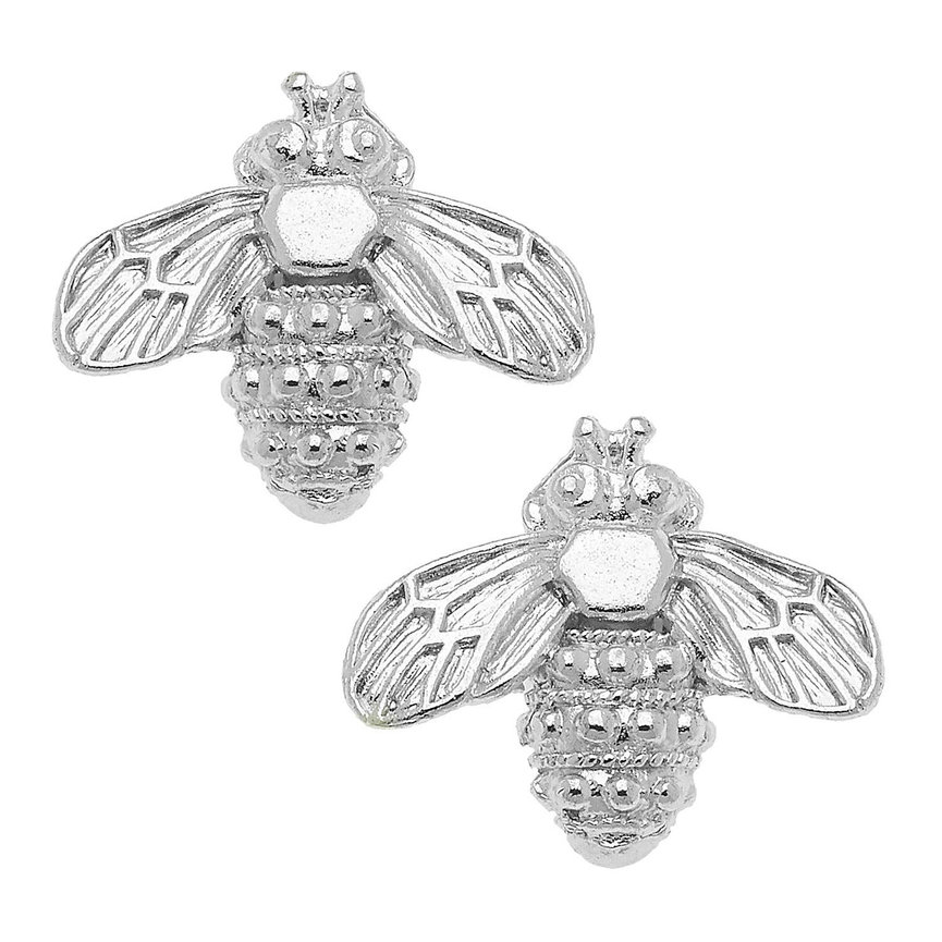Silver Bee Studs