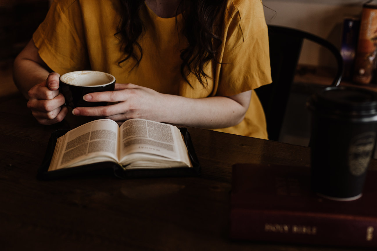 Women With Mug And Bible