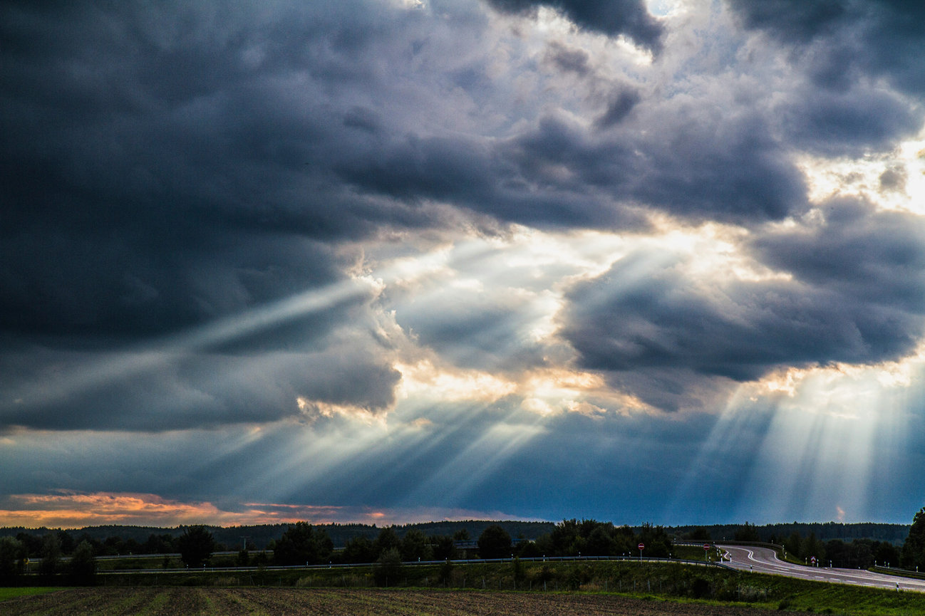 Sunbeams through clouds