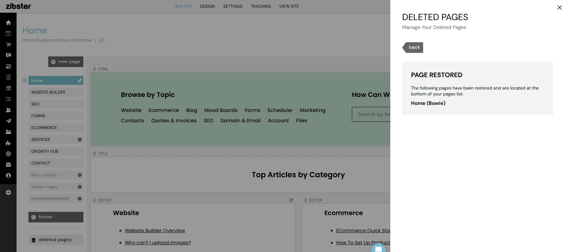 How Can I Recover A Deleted Page From My Website? - Zibster Knowledge Base